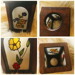 Wood Candle Cover painted Glass